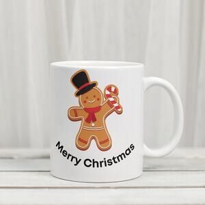 Gingerbread Man Christmas Coffee Mug 11 oz Candy Cane Top Hat Holiday Gift